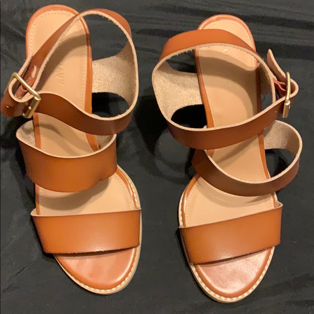 Brown Faux Leather High Heel Sandal  👡